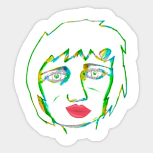 Sad woman with red lips Sticker